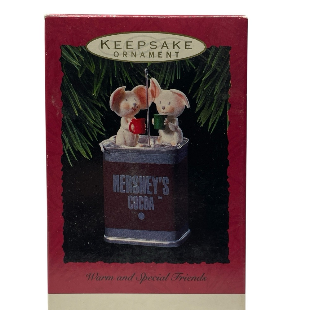 Hallmark Keepsake Ornament 1993 Warm & Special Friends Hershey's Cocoa Mice Tin